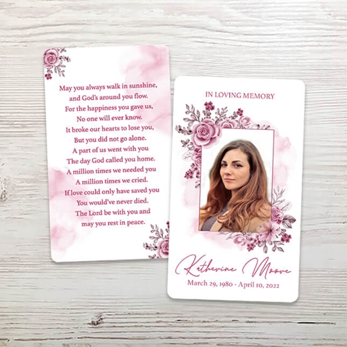 Show details for Copy of Pink Floral Memorial Card