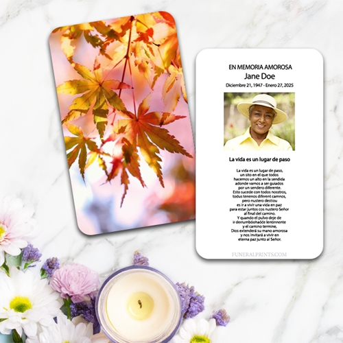 Show details for Leaves of Fall Spanish Prayer Card