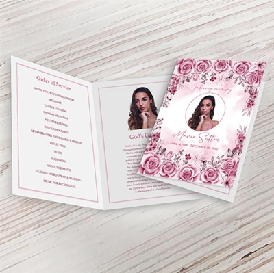 Show details for Pink Floral Border Memorial Package