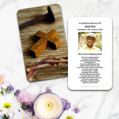 Show details for Cross & Nail Large Memorial Card (3" x 4.75")