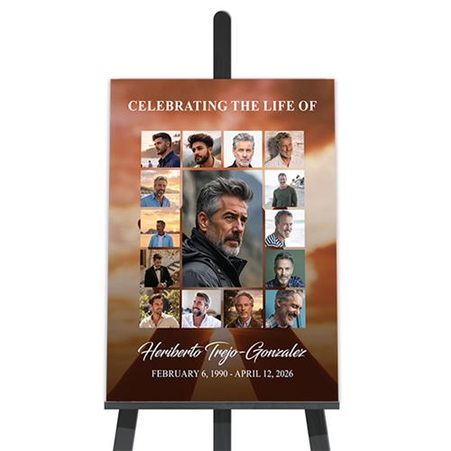 Show details for Cross In Hand Collage Funeral Poster