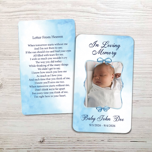 Show details for Blue Ribbon Baby Boy Memorial Card