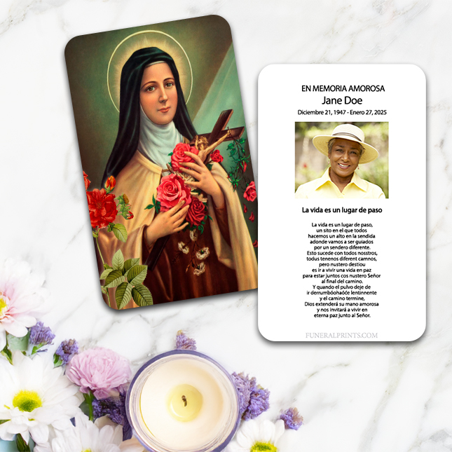 Show details for St. Therese Spanish Prayer Card