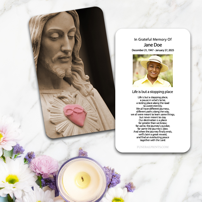 Show details for Sacred Heart Spanish Prayer Card