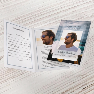 Show details for Crashing Waves Funeral Program 