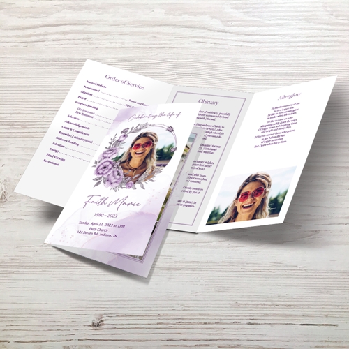 Picture of Purple Floral Trifold Program 