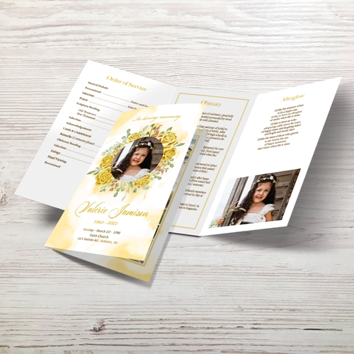 Picture of Yellow Floral Trifold Program 