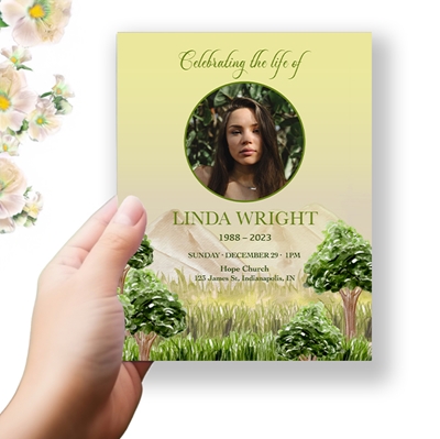 Show details for Tree Watercolor Funeral Program 