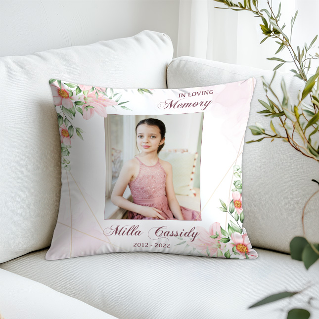 Show details for Pink Gold Floral Pillow