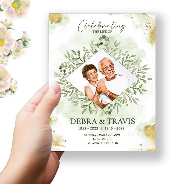 Show details for Green Leaf Funeral Program 