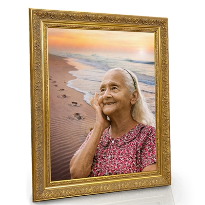 Show details for Framed Memorial Portrait - Footprints of Faith Lifescape Background