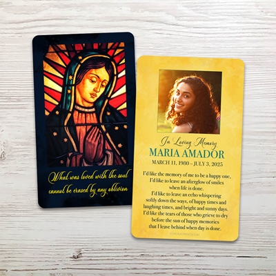 Show details for Virgin of Guadalupe English Memorial Card