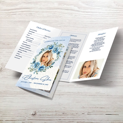 Show details for Blue Round Floral Memorial Package
