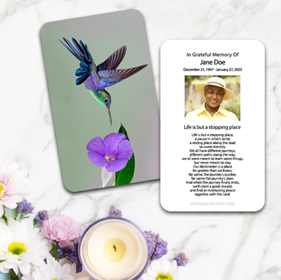 Show details for Hummingbird Large Memorial Card (3" x 4.75")