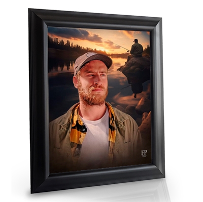 Show details for Framed Memorial Portrait - Fishermans Reflection Lifescape Background