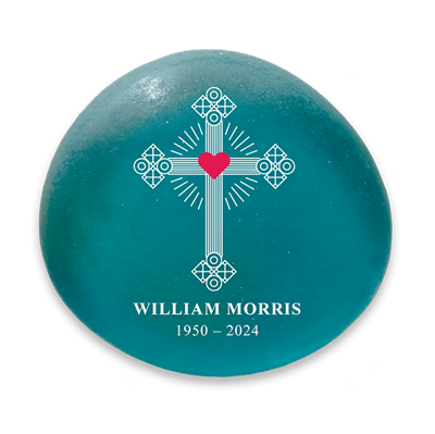 Show details for Frosted Teal Cross Memorial Stones