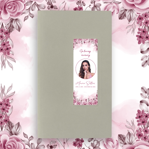 Show details for Pink Floral Border Guest Book - Gray