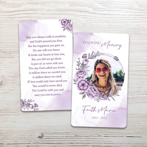 Picture of Purple Floral Memorial Card