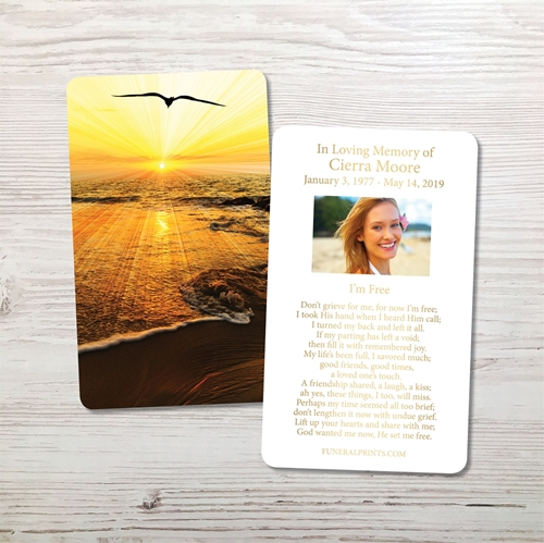 Picture of Sunset Seagull Gold Foil Memorial Card