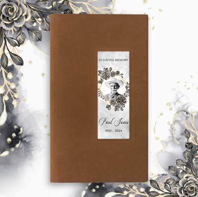 Show details for Black Gold Floral Guest Book - Brown