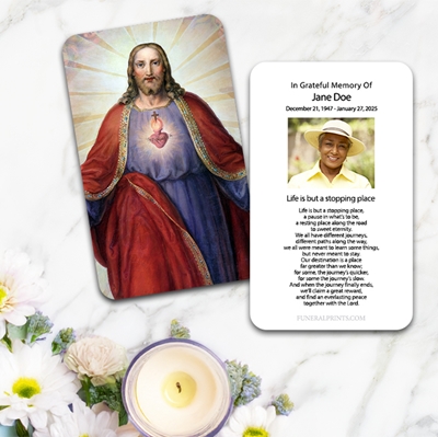 Show details for Jesus Sacred Heart Large Memorial Card (3" x 4.75")