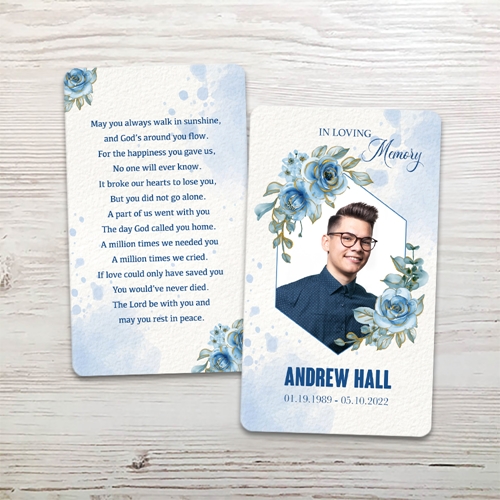 Picture of Blue Floral Memorial Card