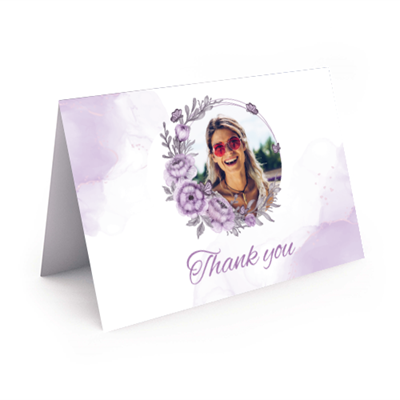 Show details for Purple Floral Thank You Card