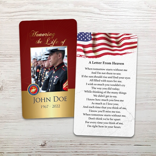 Show details for US Marines Memorial Card