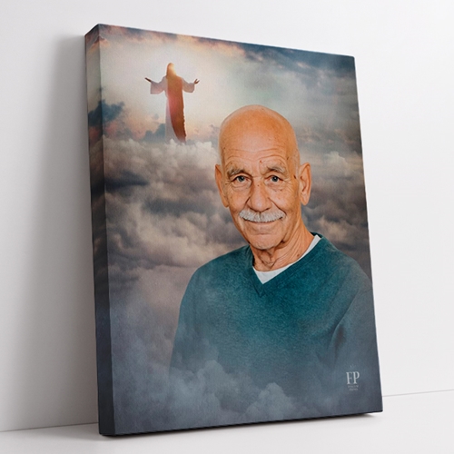 Show details for Wrapped Canvas Memorial Portrait - Going Home Lifescapes Background
