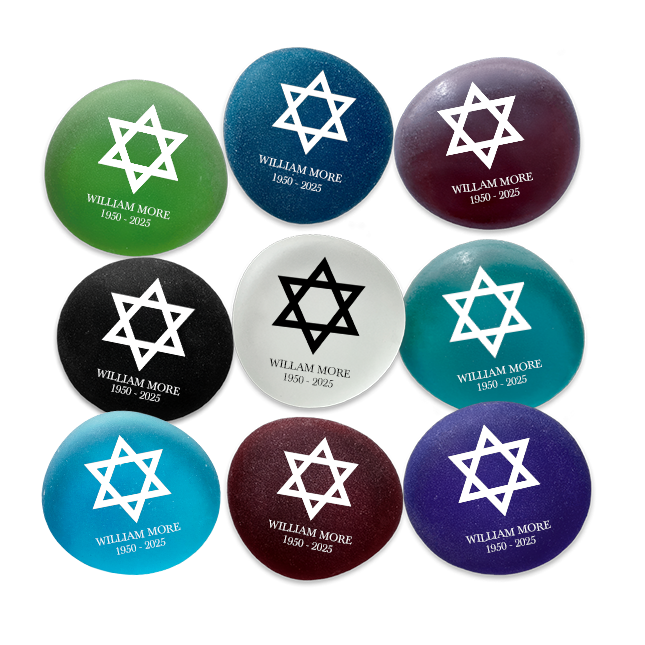 Show details for Multicolor Frosted Assortment Star of David Memorial Stone