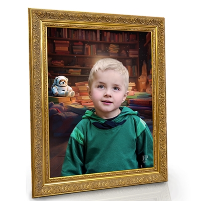 Show details for Framed Memorial Portrait - World of Imagination Lifescape Background