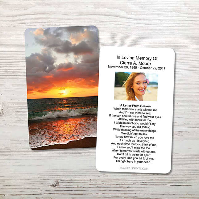 Show details for Ocean Sunset Memorial Card