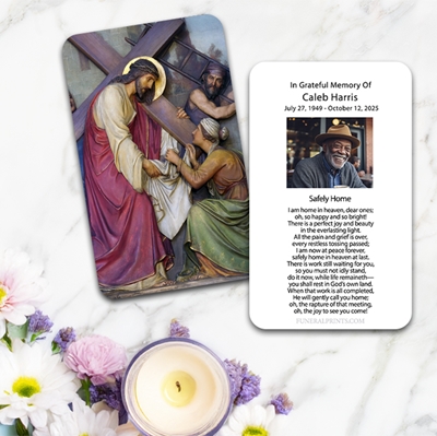 Show details for Jesus Carrying Cross 2 Large Memorial Card (3" x 4.75")