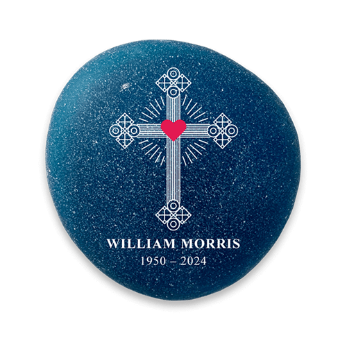 Picture of Frosted Dark Blue Cross Memorial Stone