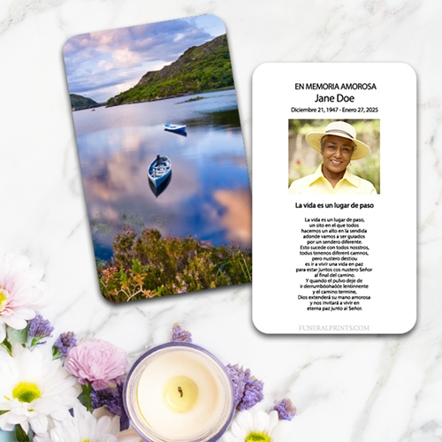 Show details for Canoe on Lake in Killareny Spanish Prayer Card