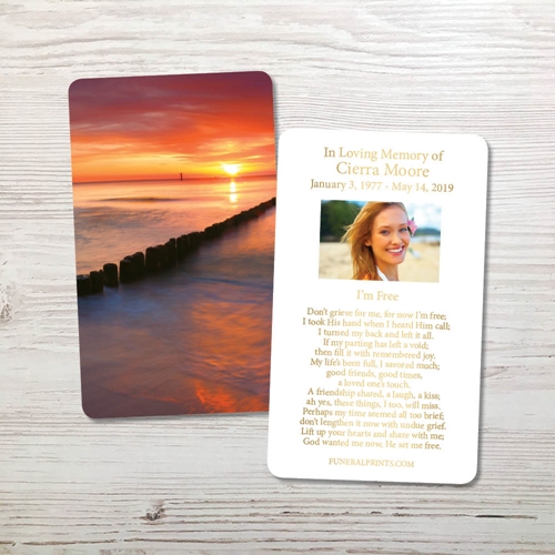 Picture of Sunset Bay Gold Foil Memorial Card