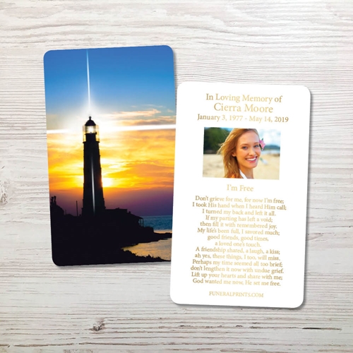 Picture of Lighthouse Gold Foil Memorial Card