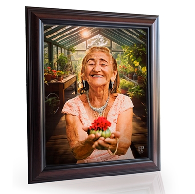 Show details for Framed Memorial Portrait - Gardeners Happy Place Lifescape Background