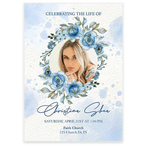 Picture of Blue Round Floral Invitation