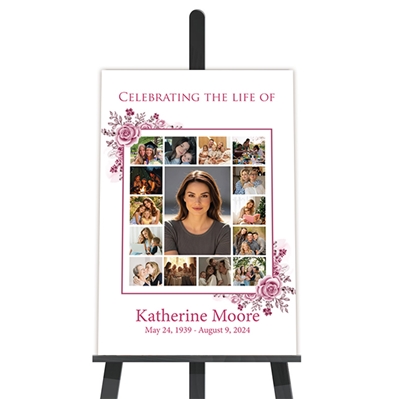 Show details for Pink Floral Collage Funeral Poster
