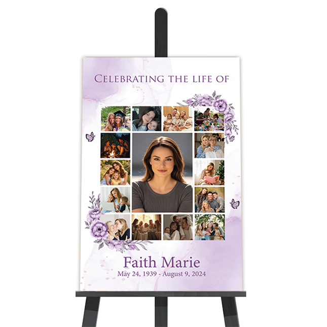 Show details for Purple Floral Collage Funeral Poster