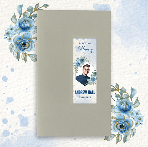 Picture of Blue Floral Guest Book - Gray