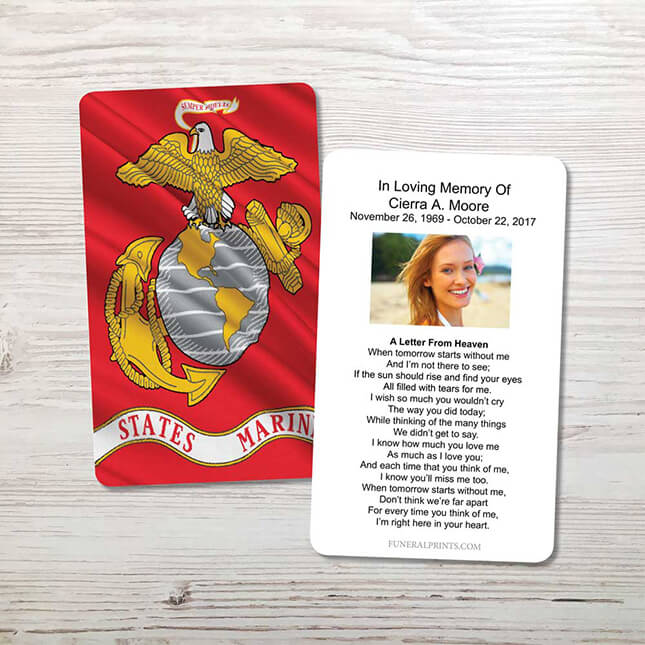 Show details for Marine Flag Memorial Card