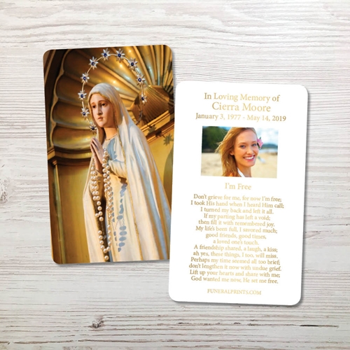 Picture of Statue of Blessed Virgin Gold Foil Memorial Card
