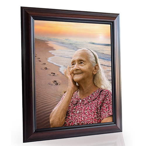 Show details for Framed Memorial Portrait - Footprints of Faith Lifescape Background