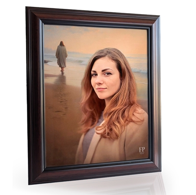 Show details for Framed Memorial Portrait - Footprints of Faith Lifescape Background