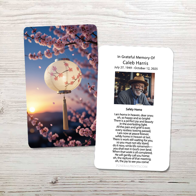Show details for Cherry Blossom Lantern Memorial Card