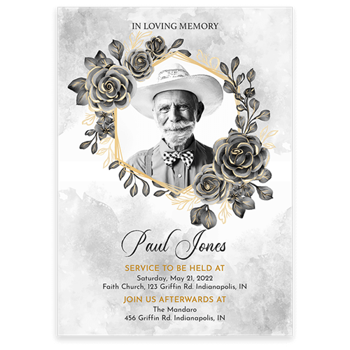 Show details for Black Gold Floral Invitation