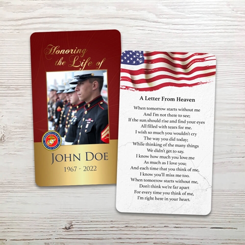 Picture of US Marines Memorial Card