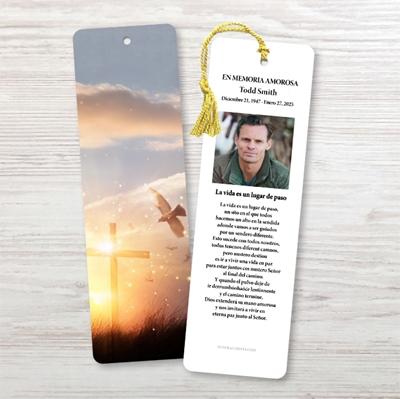 Show details for Cross & Dove Spanish Bookmark